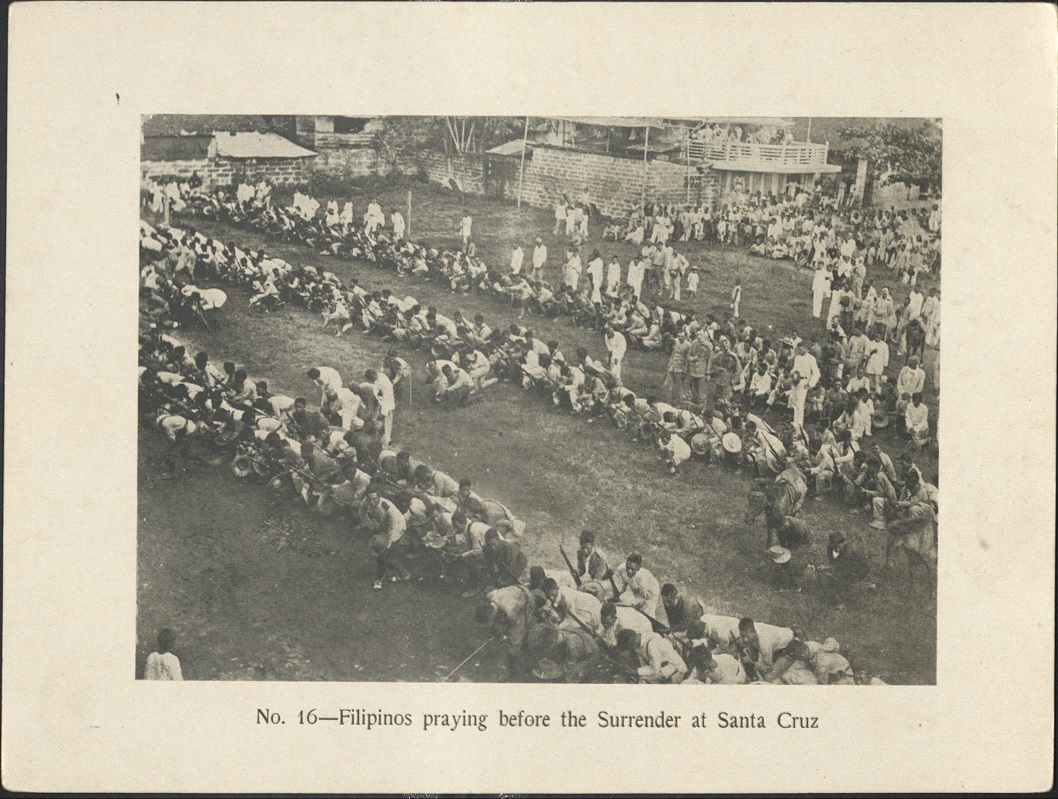 No. 16 – Filipinos praying before the surrender at Santa Cruz.