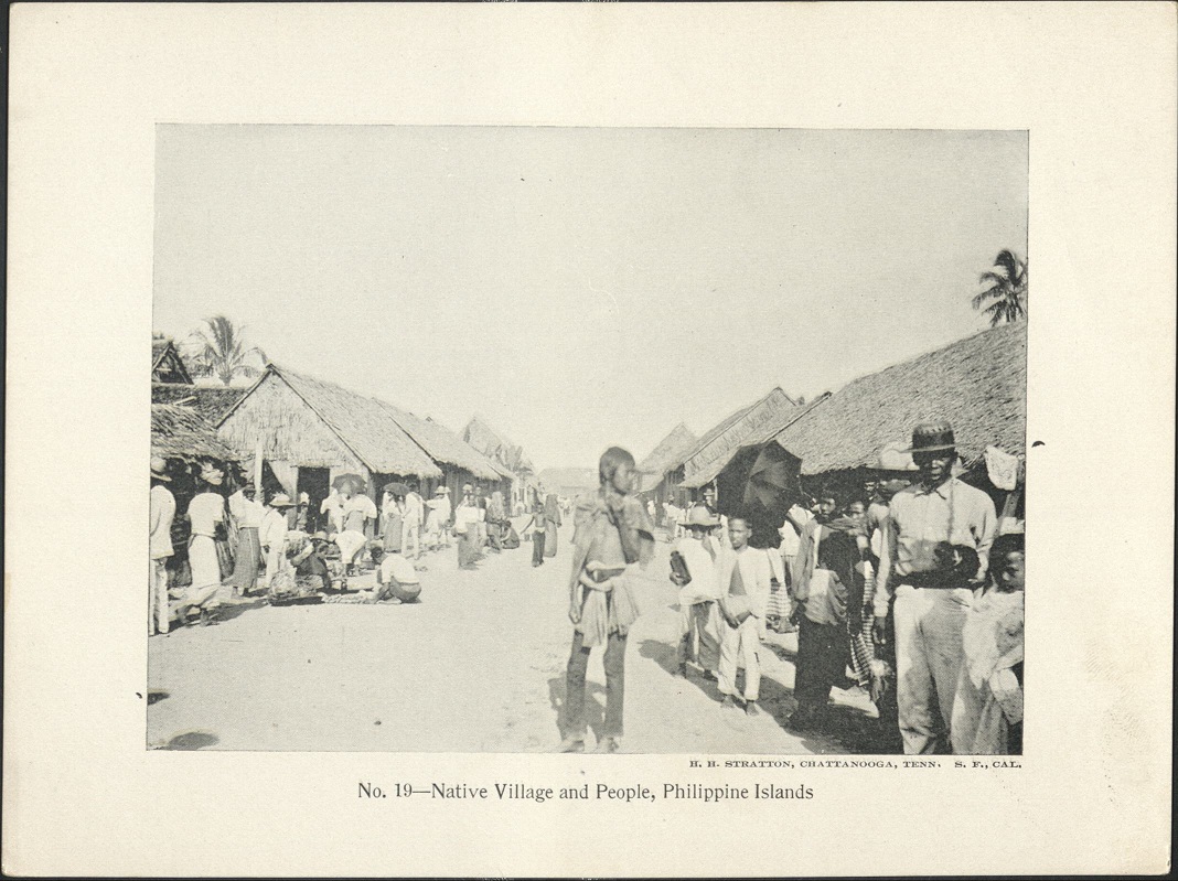 No. 19 – Native village and people, Philippine Islands.