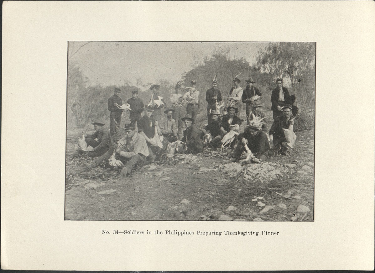 No. 34. Soldiers in the Philippines preparing Thanksgiving dinner.