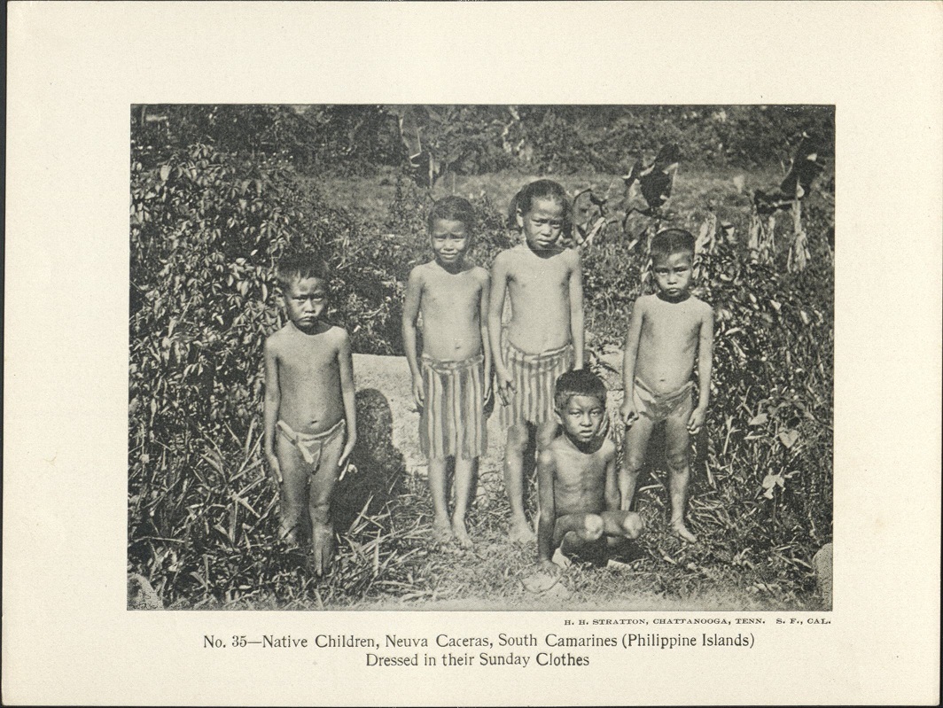 No. 35 – Native children, Nueva Caceras, South Camarines (Philippine Islands). Dressed in their Sunday clothes.