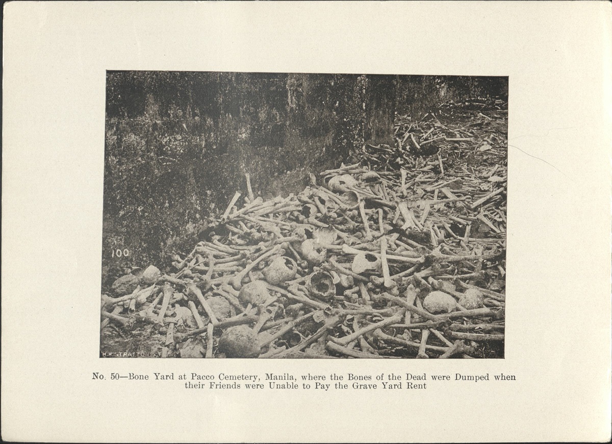 No. 50. Bone yard at Paco Cemetery, Manila, where the bones of the dead were dumped when their friends were unable to pay the grave yard rent.