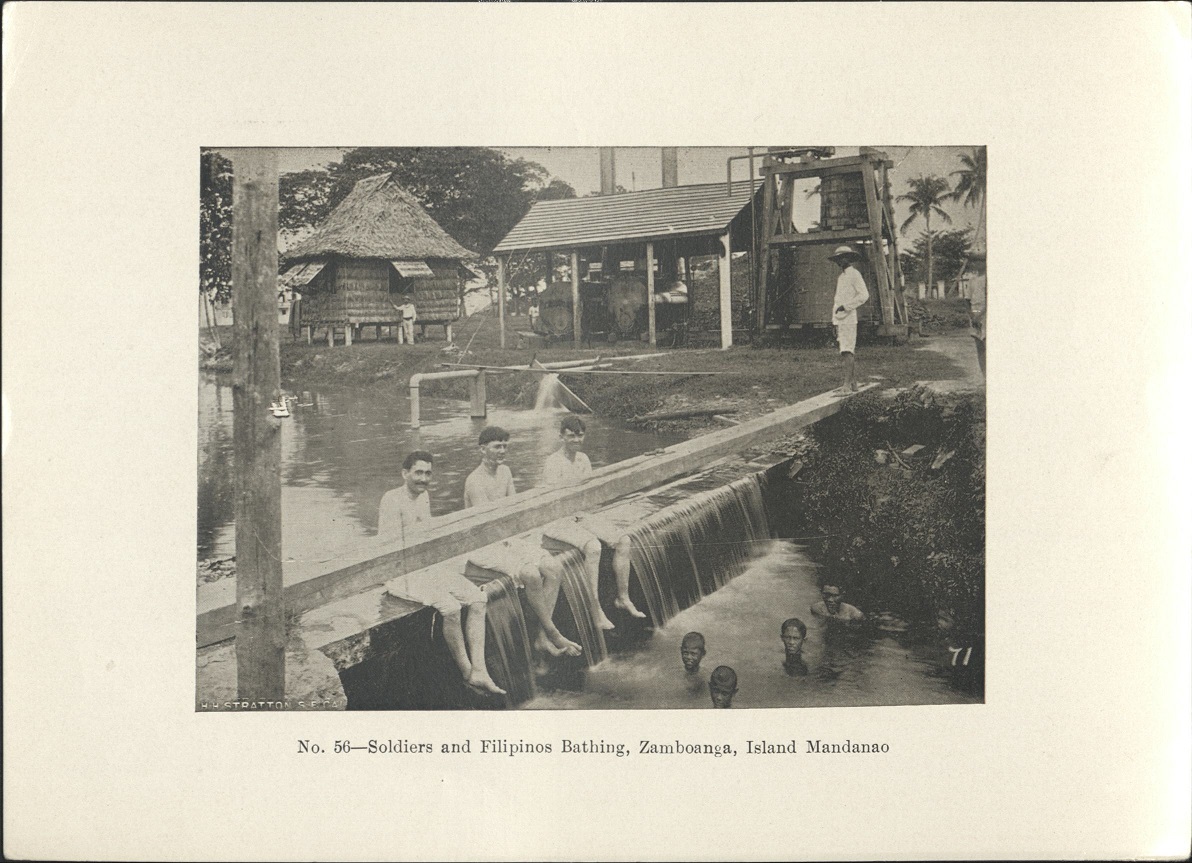 No. 56 – Soldiers and Filipinos bathing, Zamboanga, Island Mandanao [Mindanao].