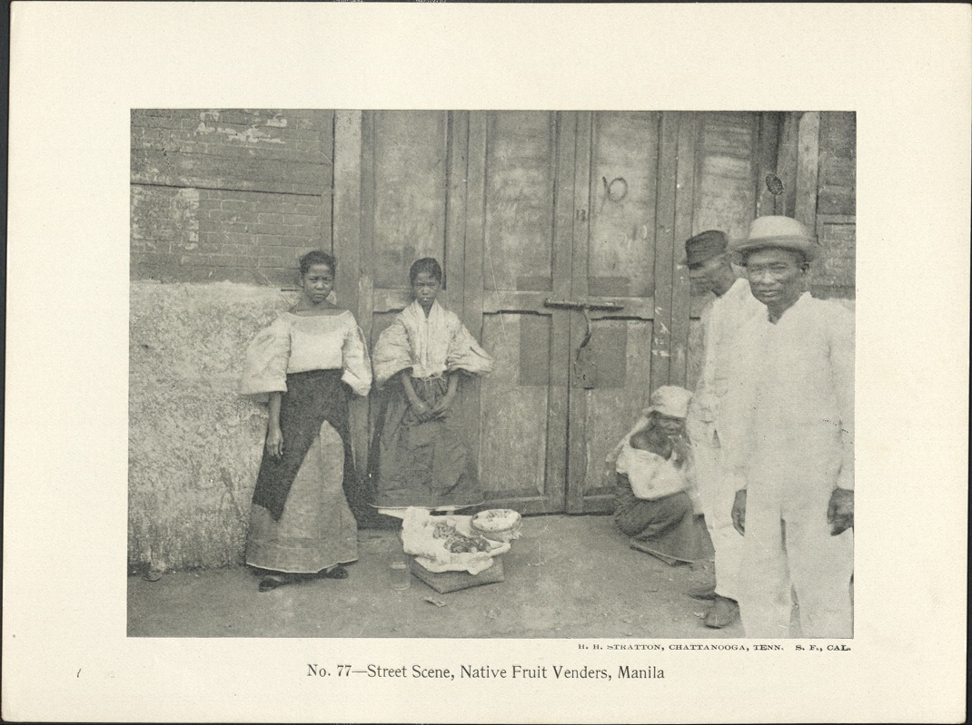 No. 77 – Street scene, native fruit venders [vendors], Manila.