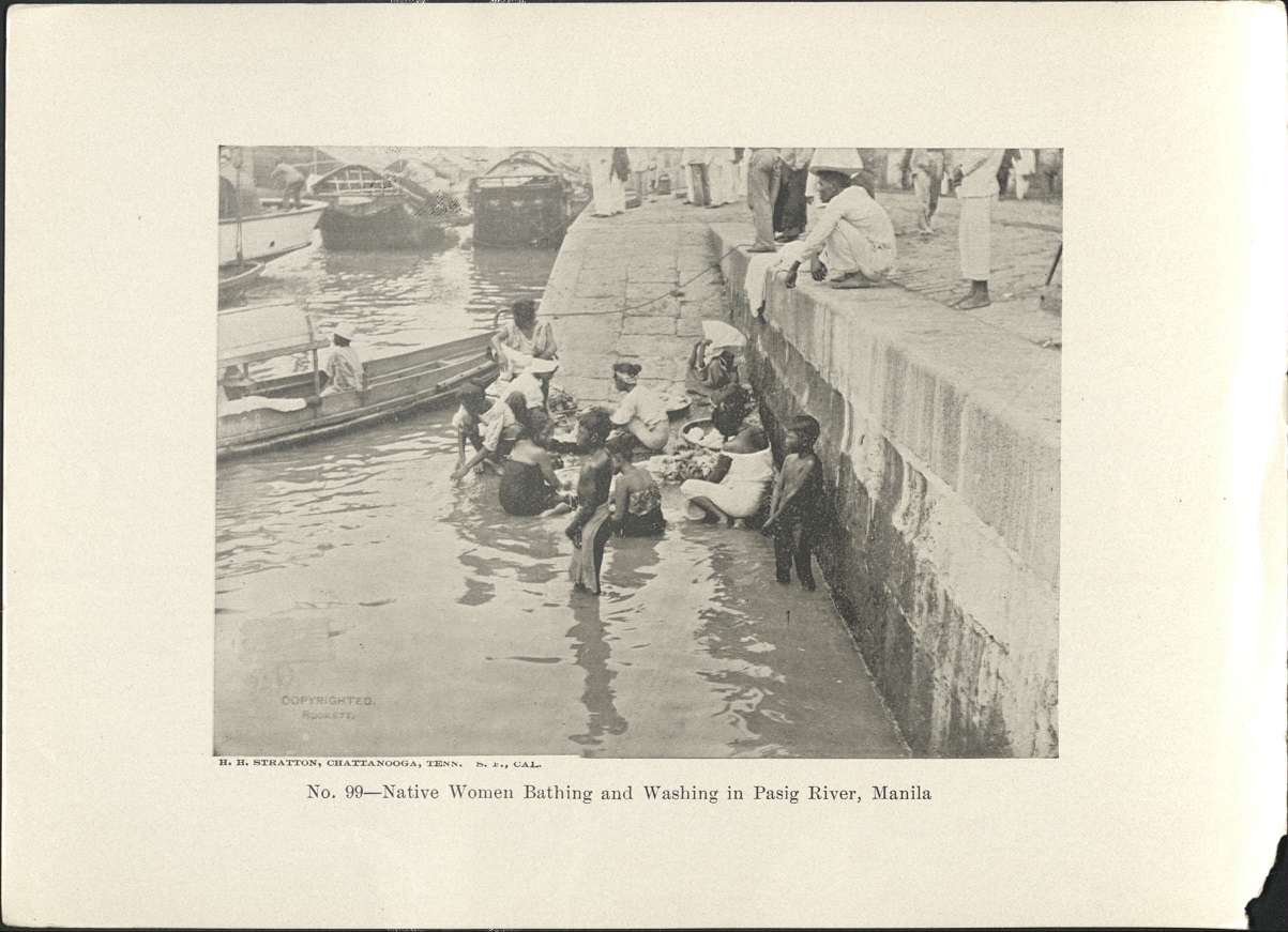 No. 99 – Native women bathing and washing in Pasig River, Manila.