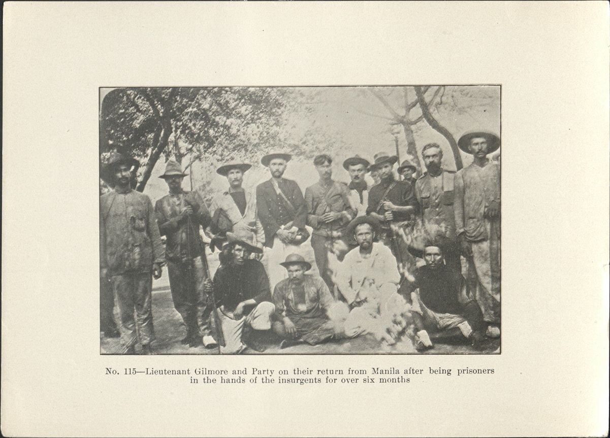 No. 115 – Lieutenant Gilmore and party on their return from Manila after being prisoners in the hands of the insurgents for over six months.