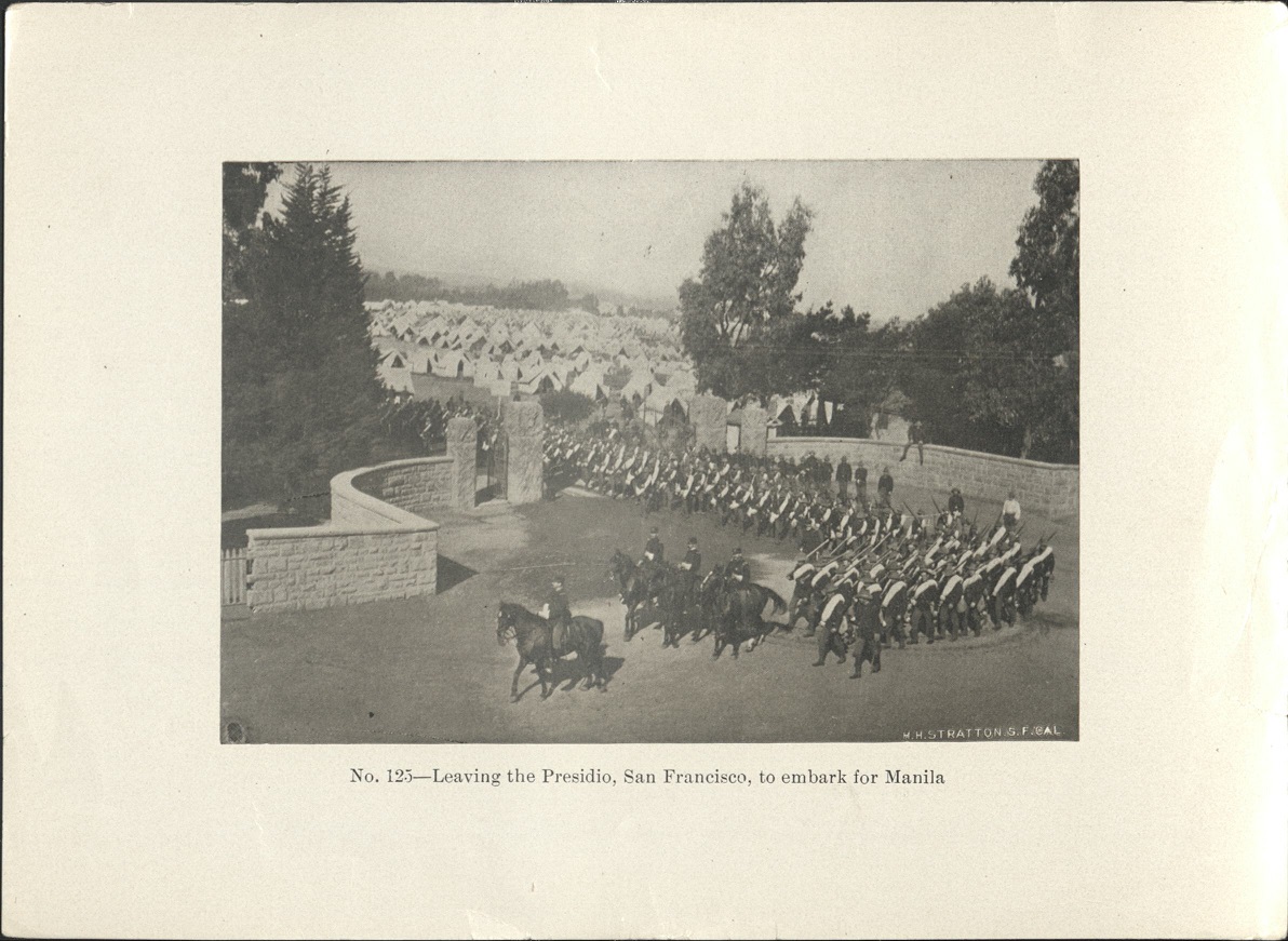 No. 125 – Leaving the Presidio, San Francisco, to embark for Manila.