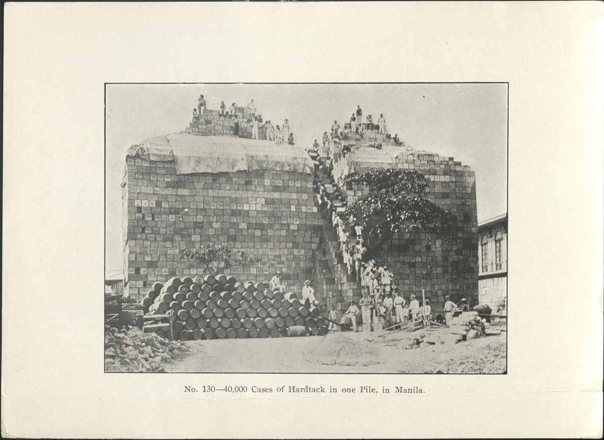 No. 130 – 40,000 cases of hardtack in one pile, in Manila.