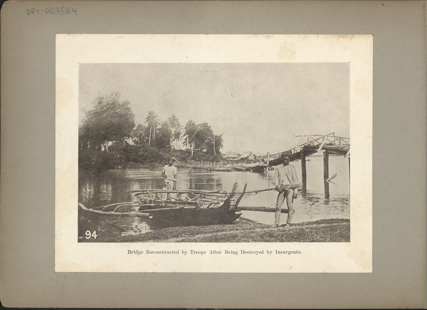 94. Bridge reconstructed by troops after being destroyed by insurgents.