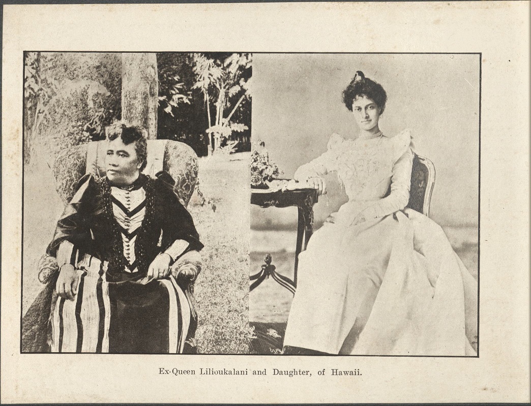 Ex-Queen Lilioukalani [Liliuokalani] and daughter, of Hawaii.