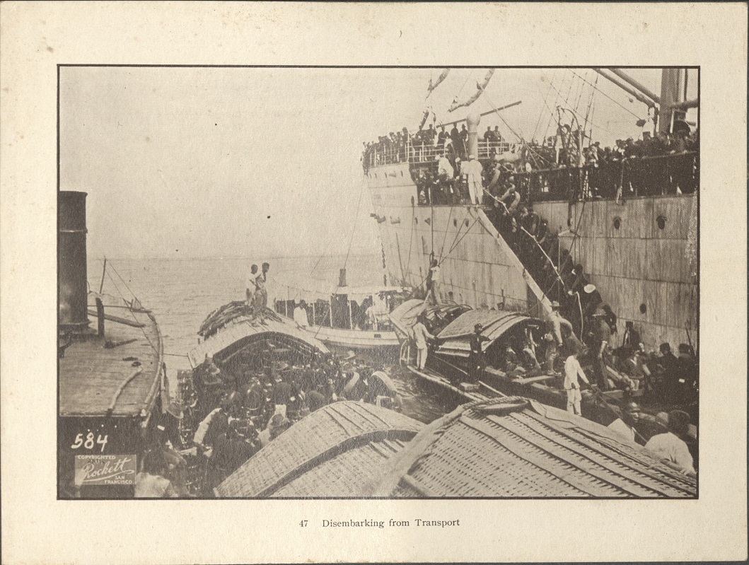 47. Disembarking from transport.