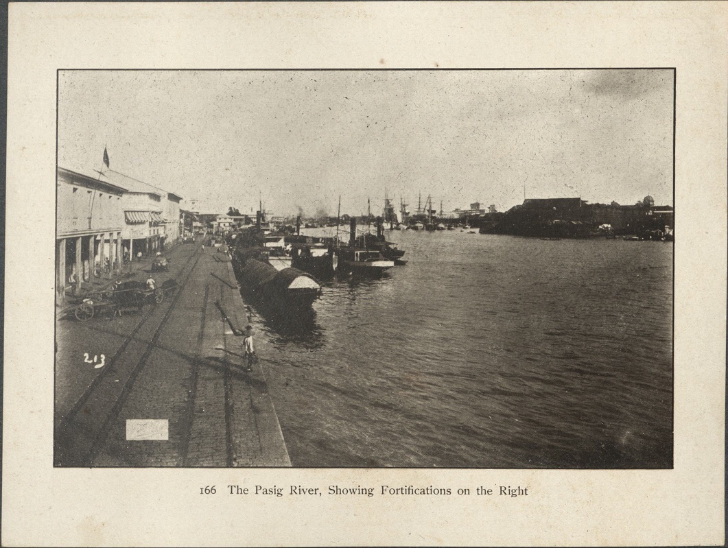 166. The Pasig River, showing fortifications on the right.