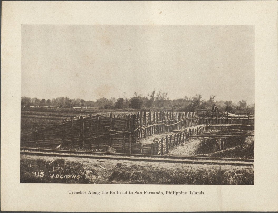 115. Trenches along the railroad to San Fernando, Philippine Islands.