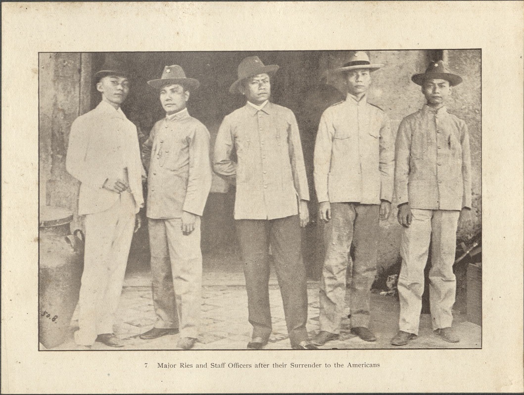 7. Major Ries and staff officers after their surrender to the Americans.