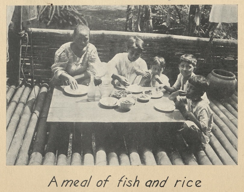 A meal of fish and rice.