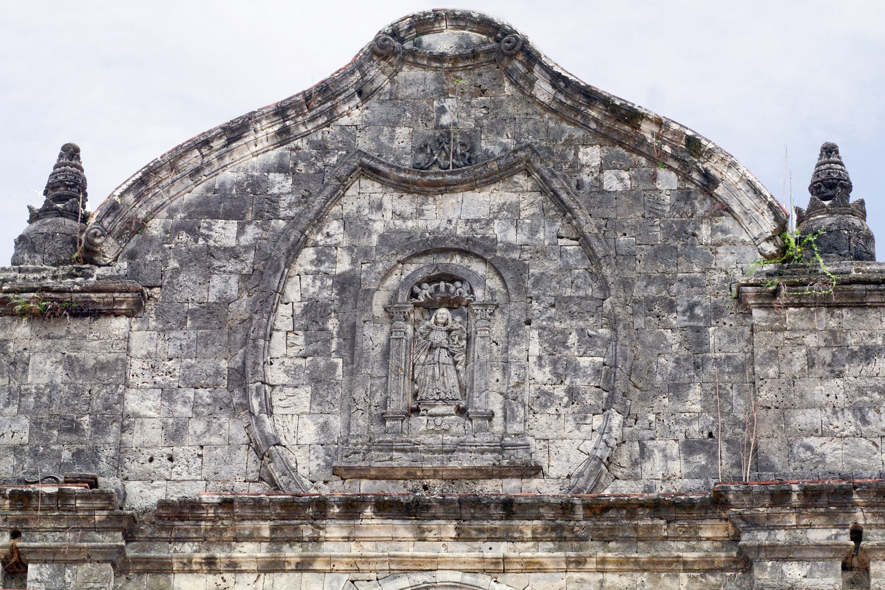 Panay Church, Capiz, Panay – detail of stone carving on pediment.