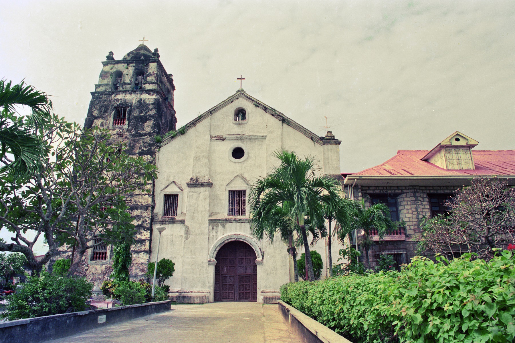 Maragondon Church, Cavite – facade, convent, and bell tower view.