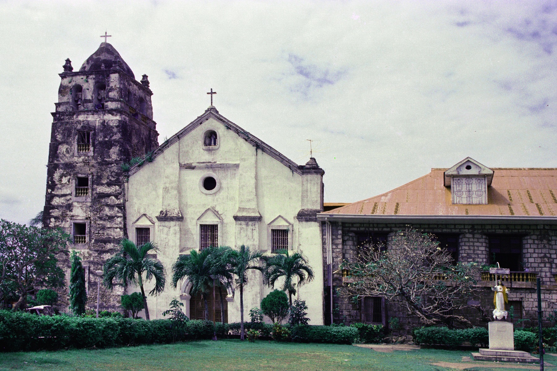 Maragondon Church, Cavite – facade, convent, and bell tower view.