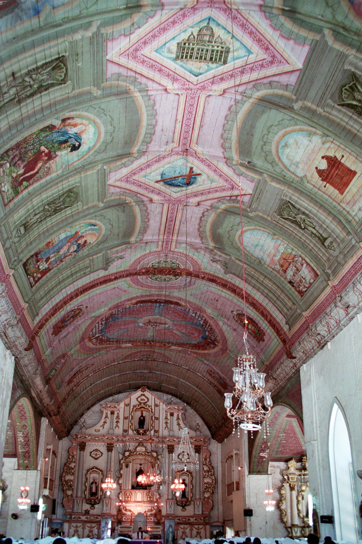 San Guillermo de Aquitania Parish Church, Dalaguete, Cebu – interior view and ceiling.