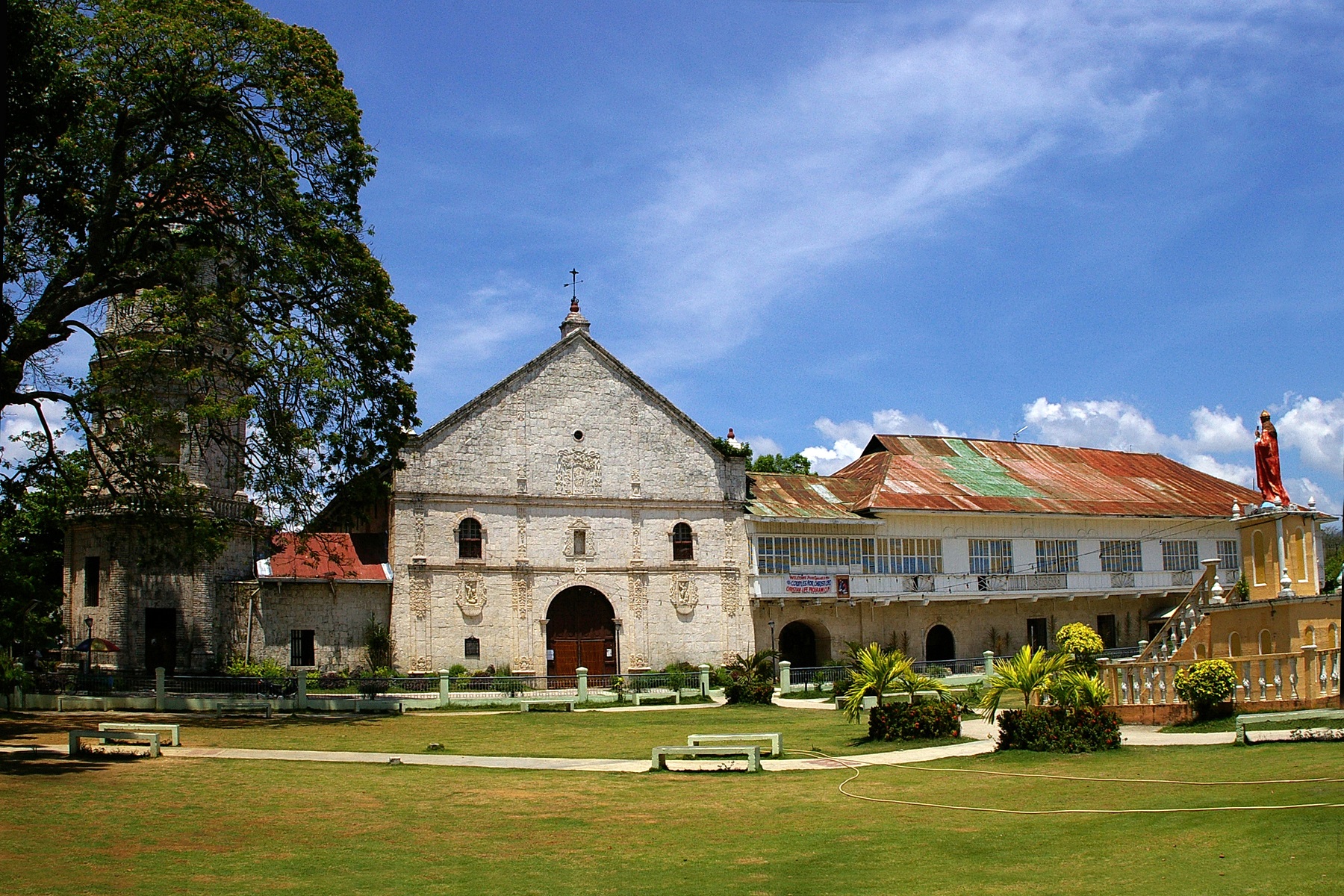 San Guillermo de Aquitania Parish Church, Dalaguete, Cebu – facade, convent, and plaza view.