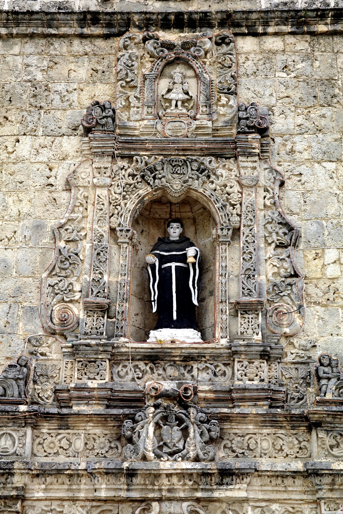 Tigbauan Church, Iloilo, Panay Island — detail of stone carving.
