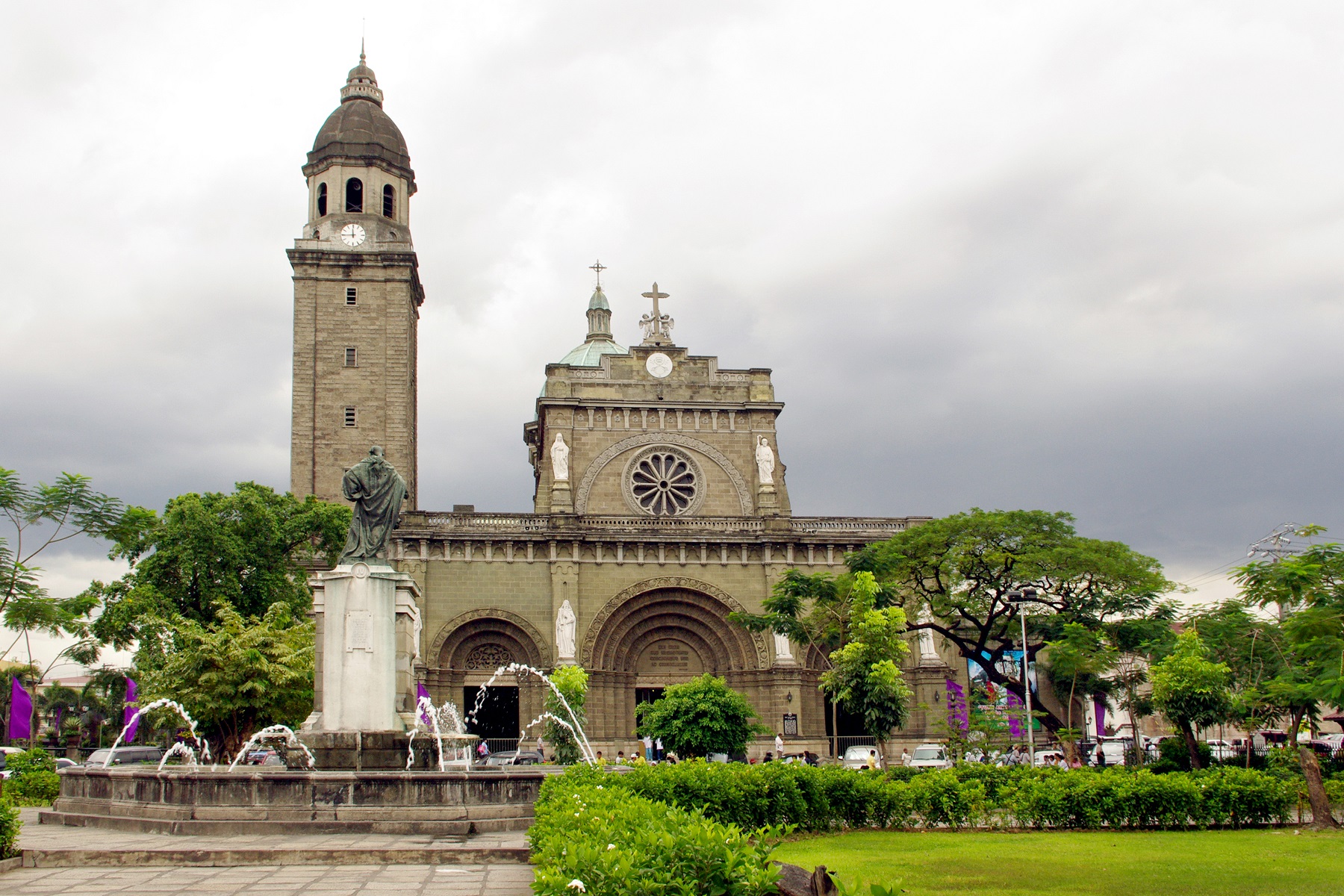 Manila Cathedral, Intramuros, Manila – facade and bell tower from Plaza Roma.