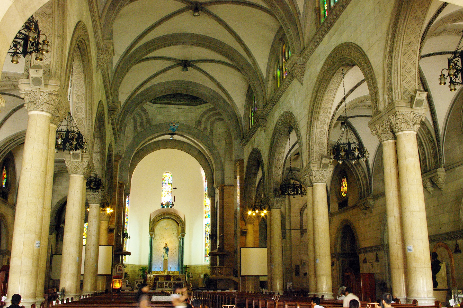Manila Cathedral, Intramuros, Manila – interior, altar, and ceiling view.