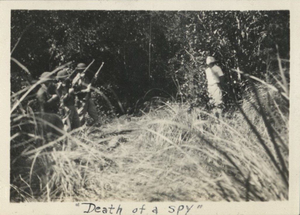 Death of a spy – me! Ha ha. On maneuvers, March 1933. Fort Mills, P. I.