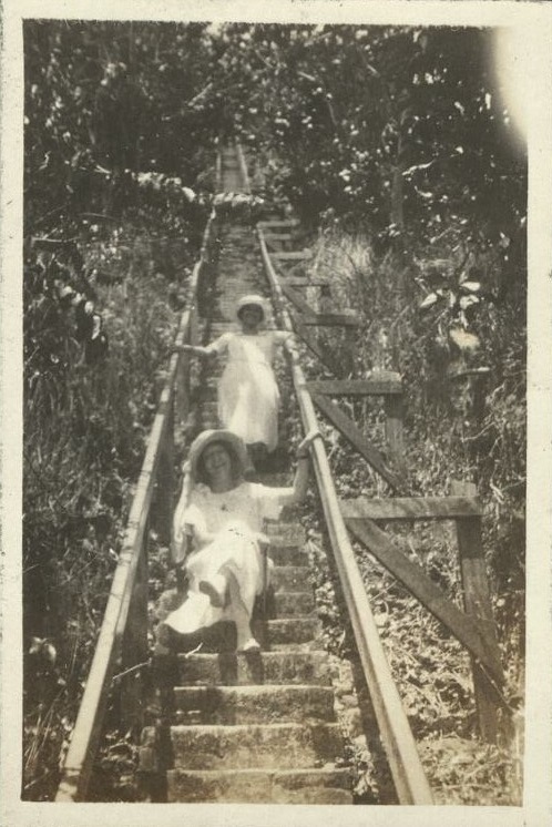 April 18, 1920. With Lt. & Mrs. Haggelstein at Caballo [Island]. Capt. Adams, C.O. [Stairway].