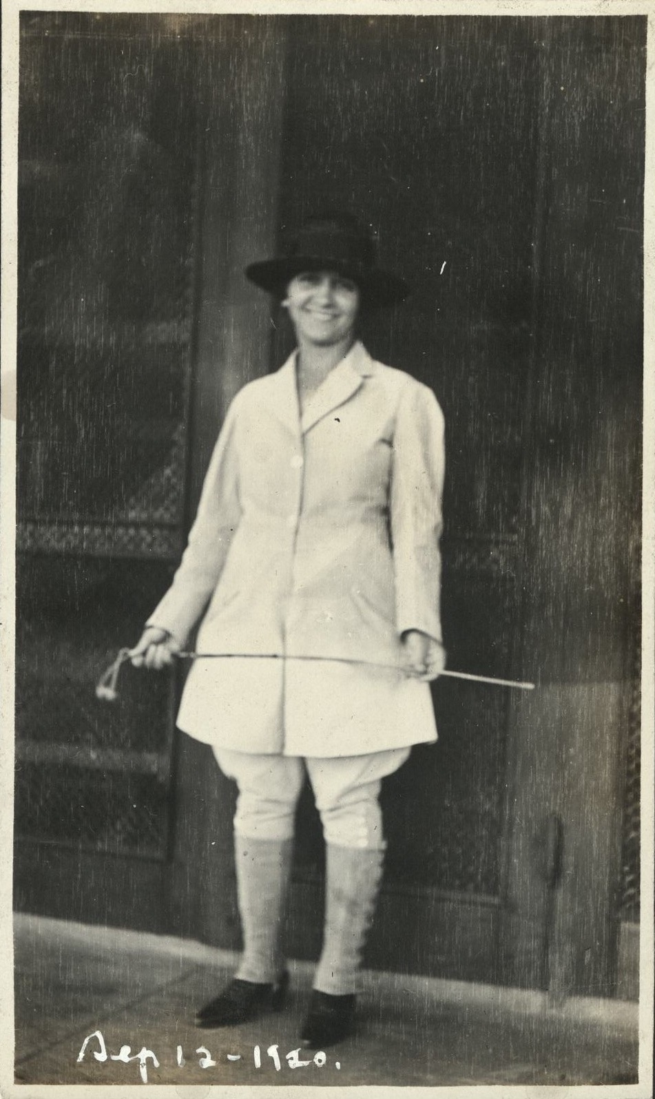 Sept. 12, 1920 [American woman in riding clothes].