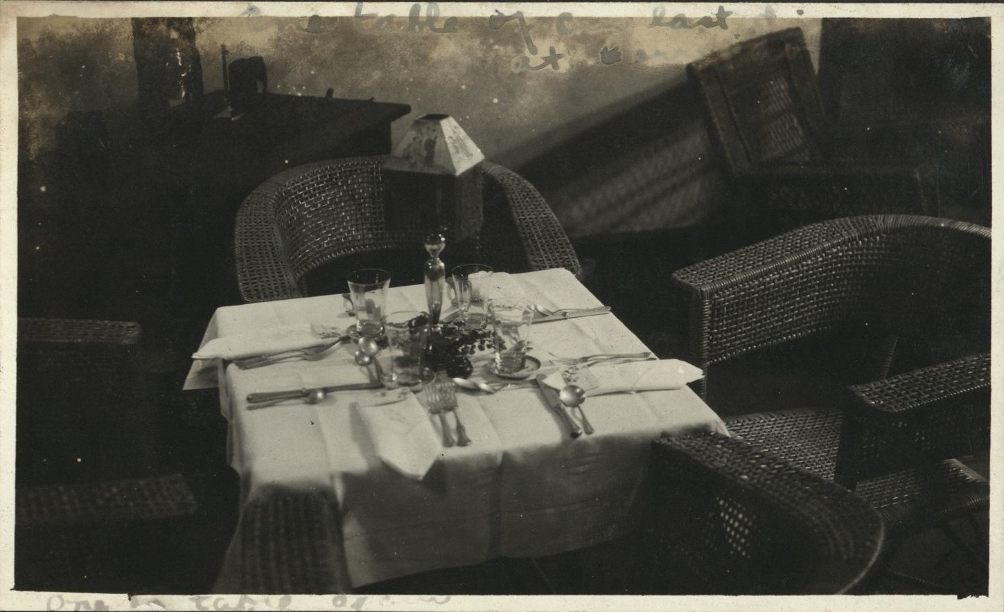 One table of our last dinner at Corregidor [?].