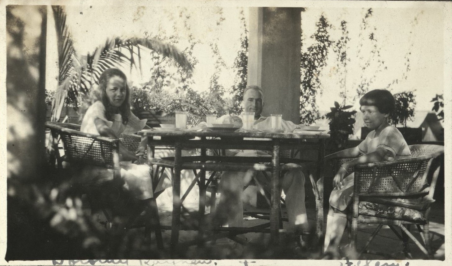 Dorothy Rayner & Helen [Reyner, at dining table].