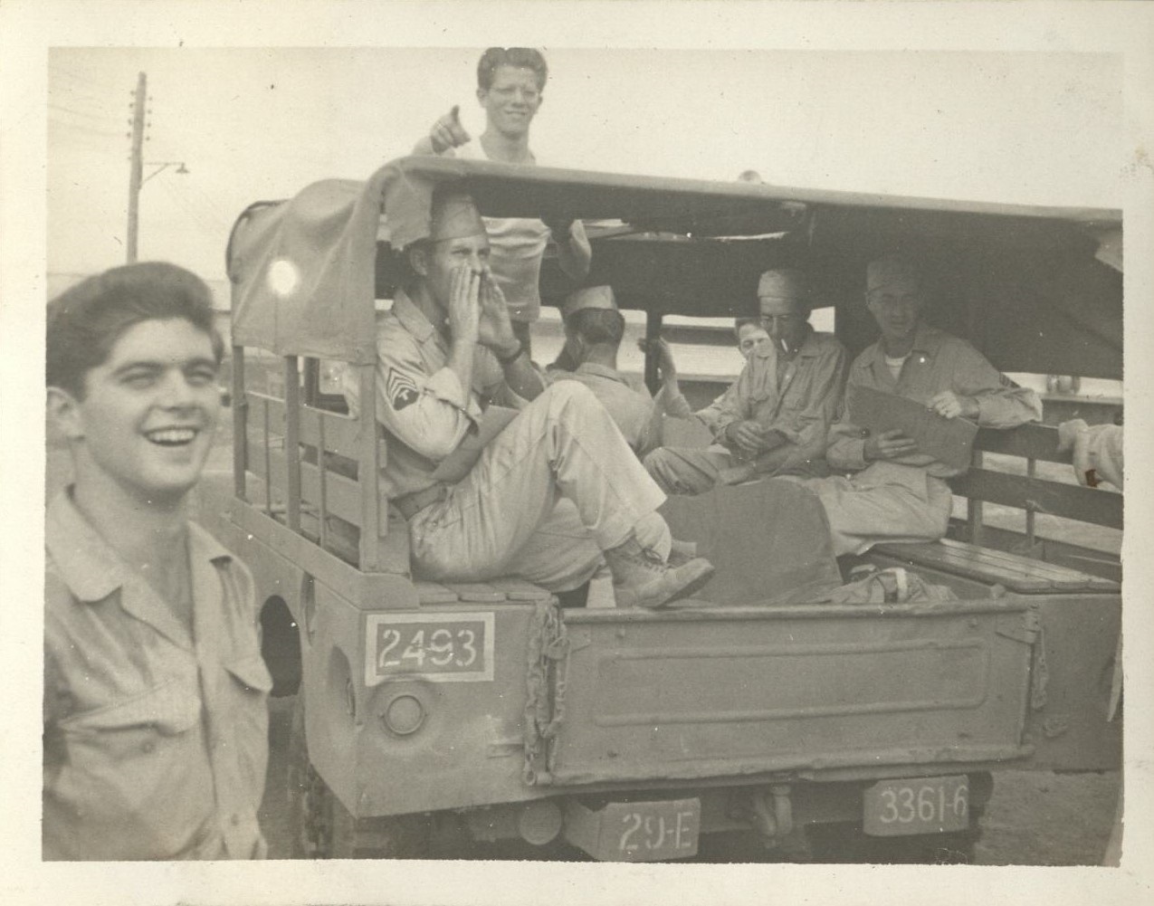 Seen around the 29th [Engineer Base Topographic Battalion. Soldiers in a truck].