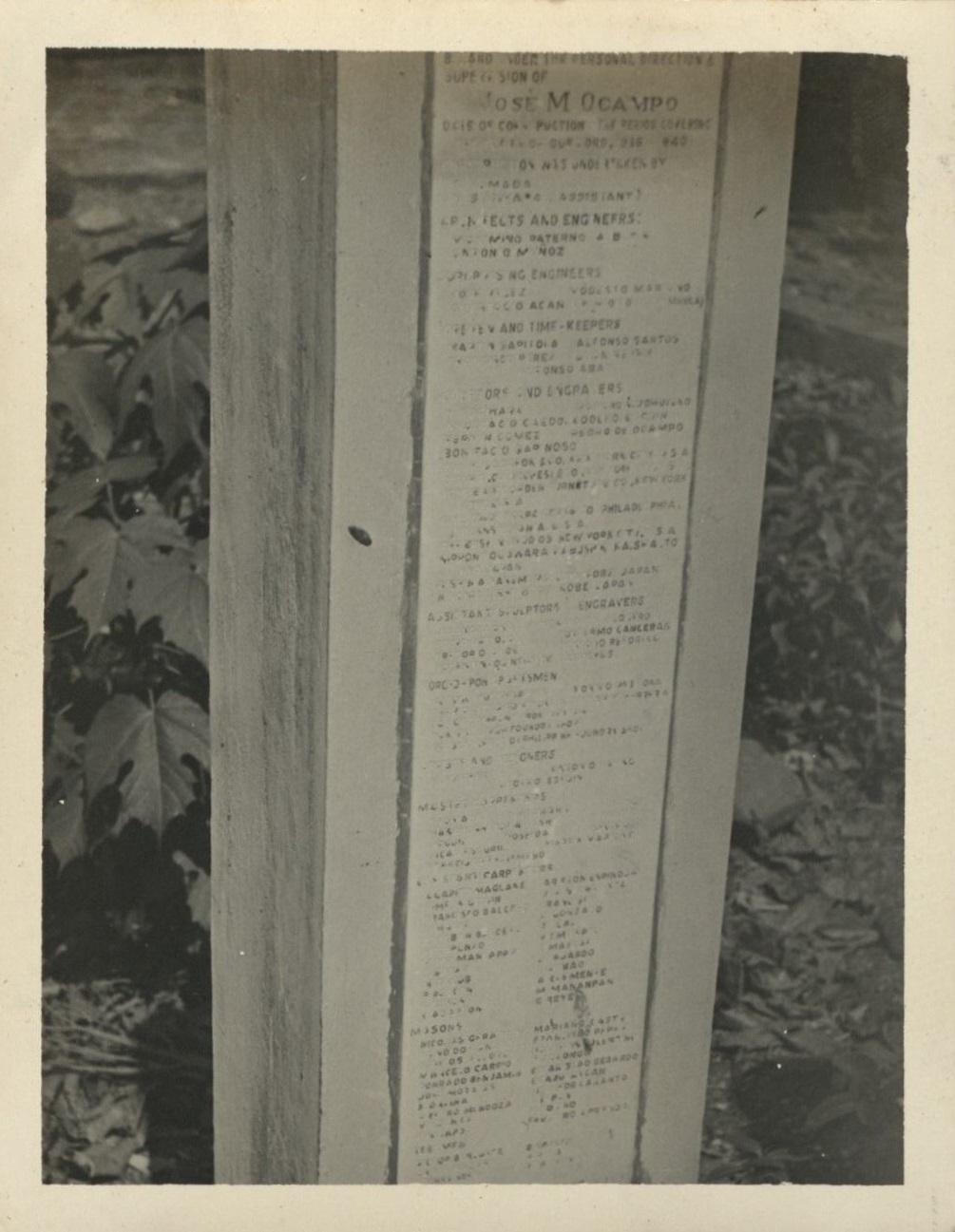 Estate of [Jose M. Ocampo in Quiapo – signpost listing subcontractors].