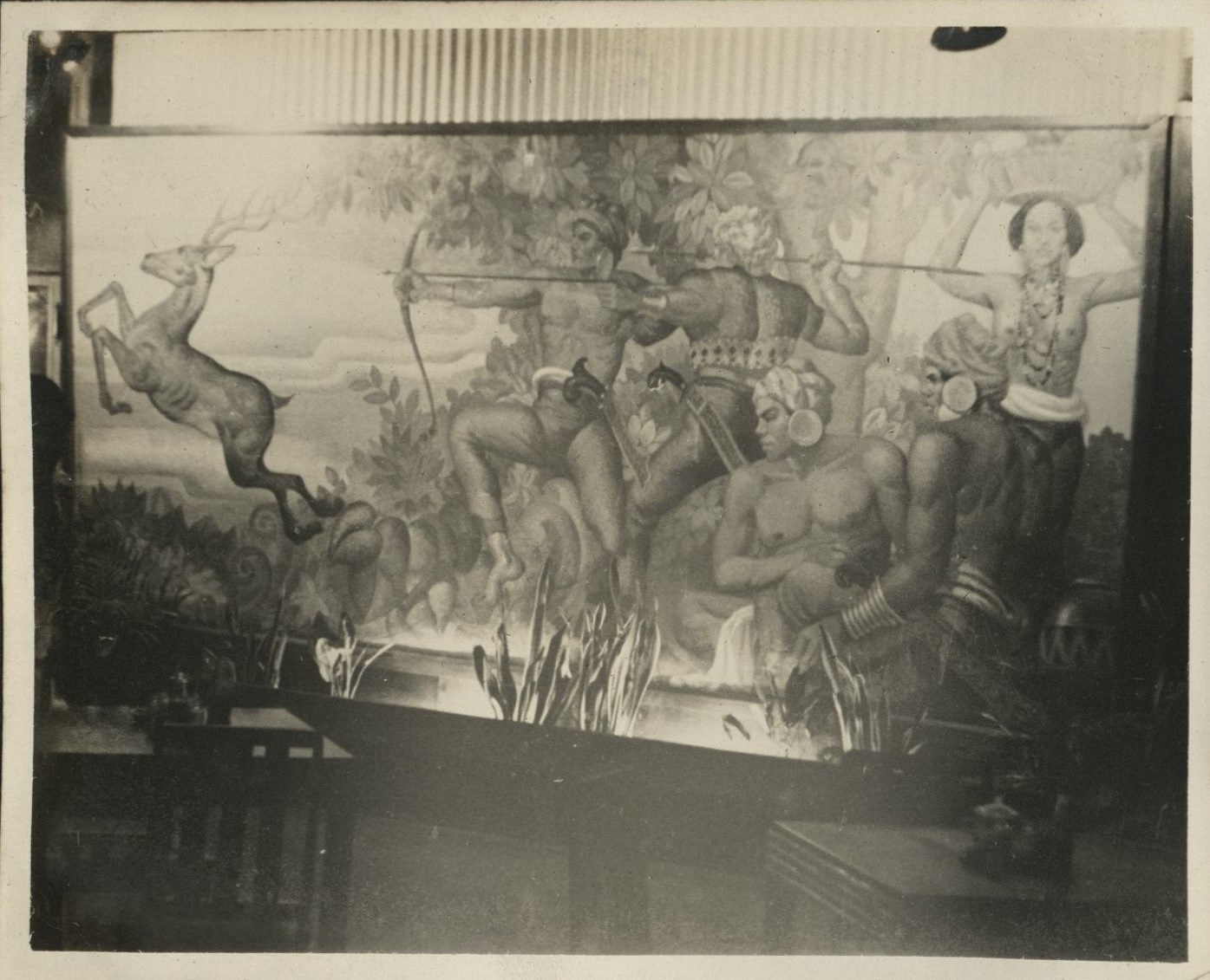 [Untitled – Mural depicting natives hunting deer].