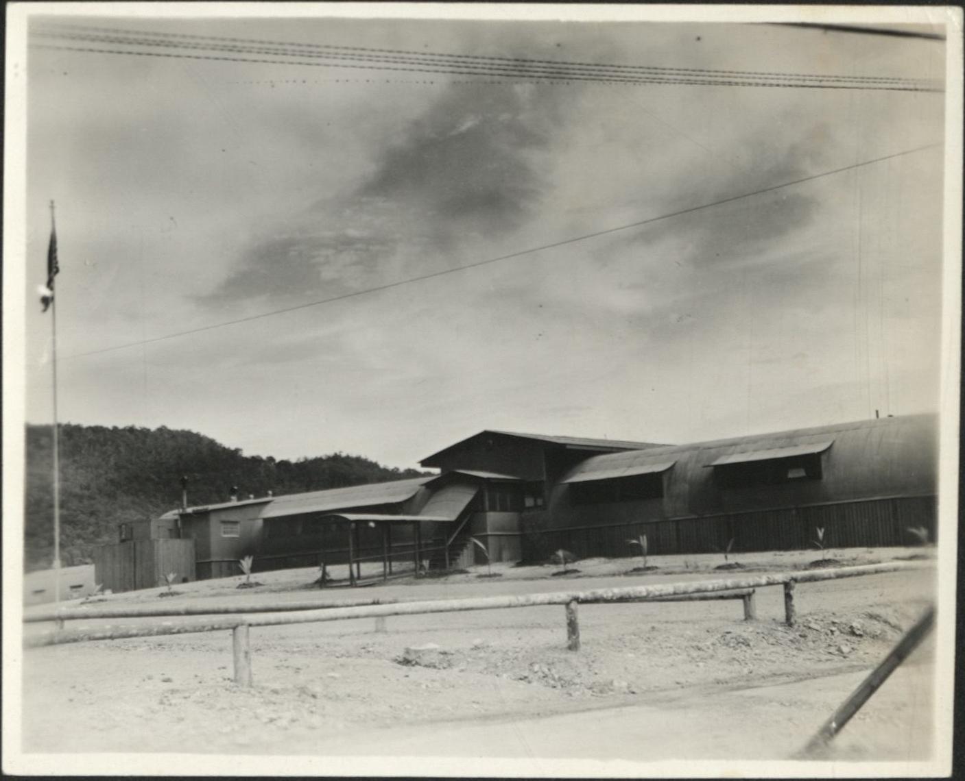 [Untitled – Headquarters building, U.S. Army camp, Luzon, 1945].