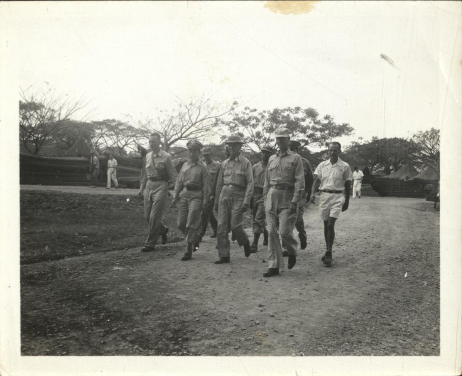 [Untitled – Philippine president Sergio Osmena tours Santo Tomas Internment Camp].