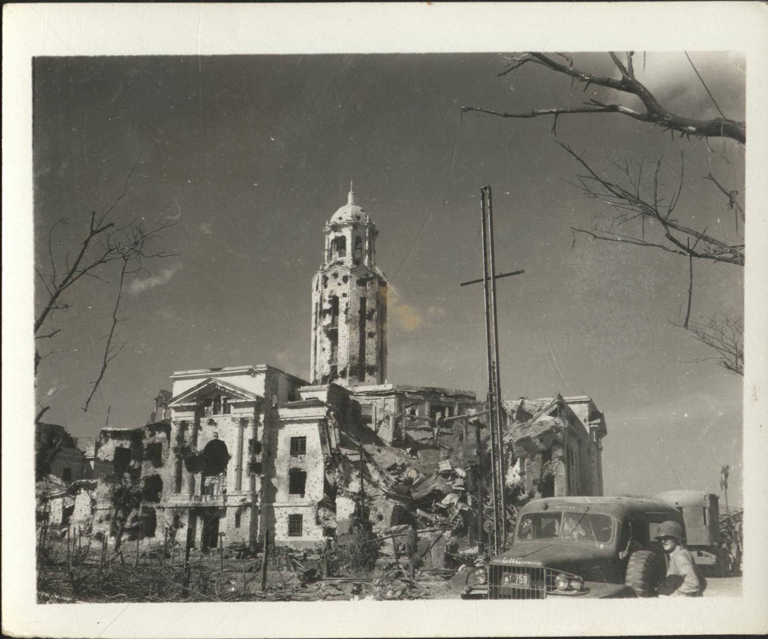 [Untitled – Destruction of Manila during liberation: Damaged and collapsed City Hall, February 1945].