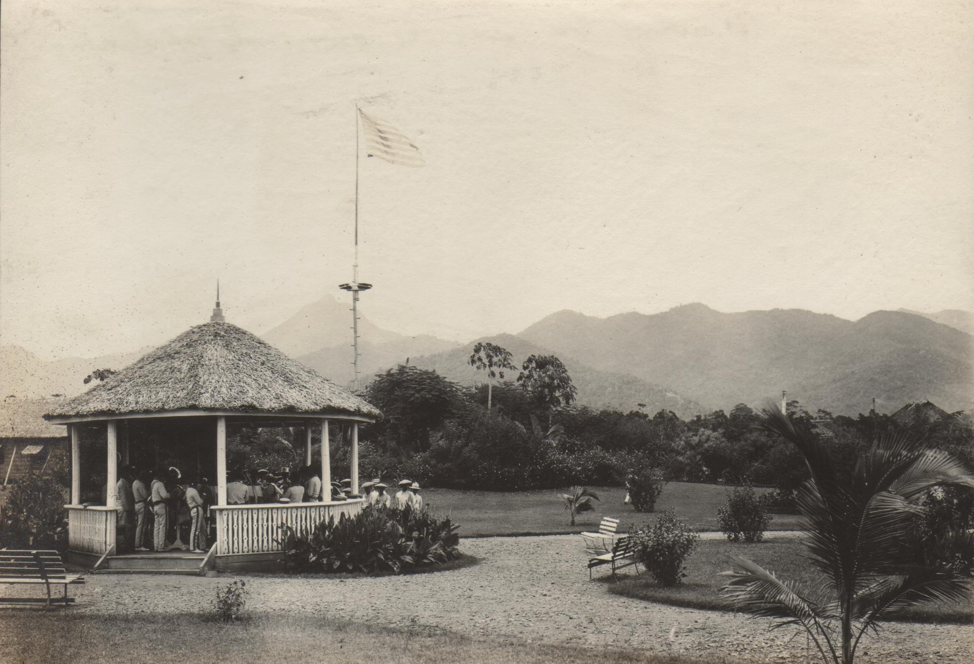 [Panoramic] view of the parade ground at Iwahig [right side].