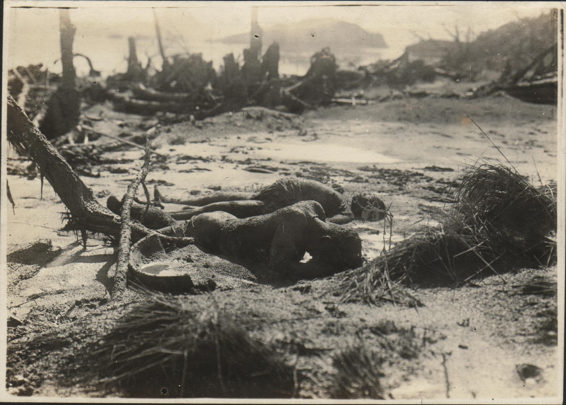 A man and woman killed by the eruption of Jan 30 [1911?], at the Barrio of Bignay, Taal Island.