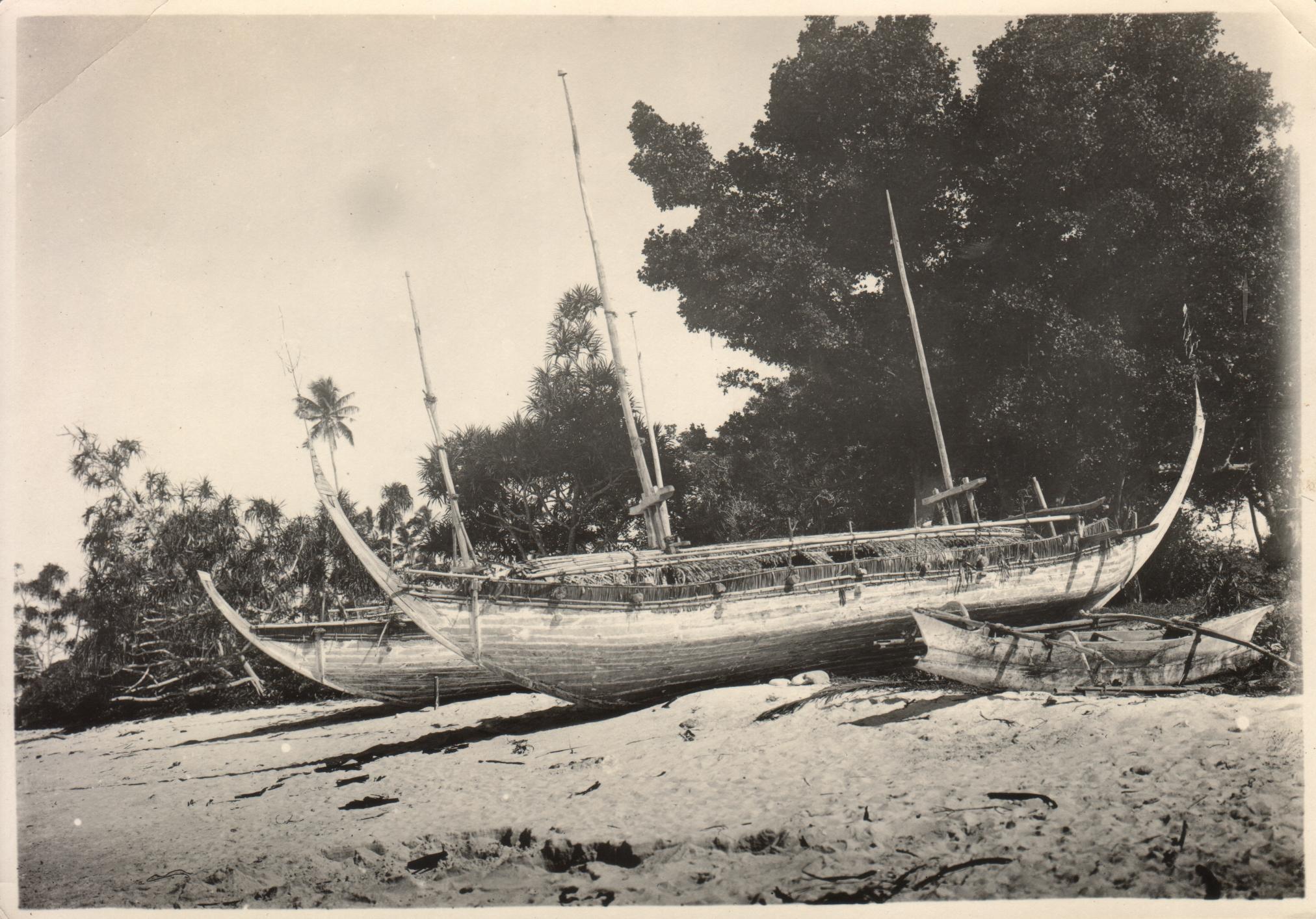 View of some native boats on beach. Las Palmas, Mindanao.