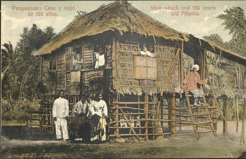 Pangasinan: Casa y Viejo de 150 aï¿½os. / Nipa-shack and 150 years old Filipino.