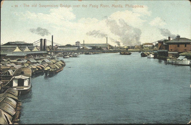 A 16 ï¿½ The old Suspension Bridge over the Pasig River, Manila, Philippines.