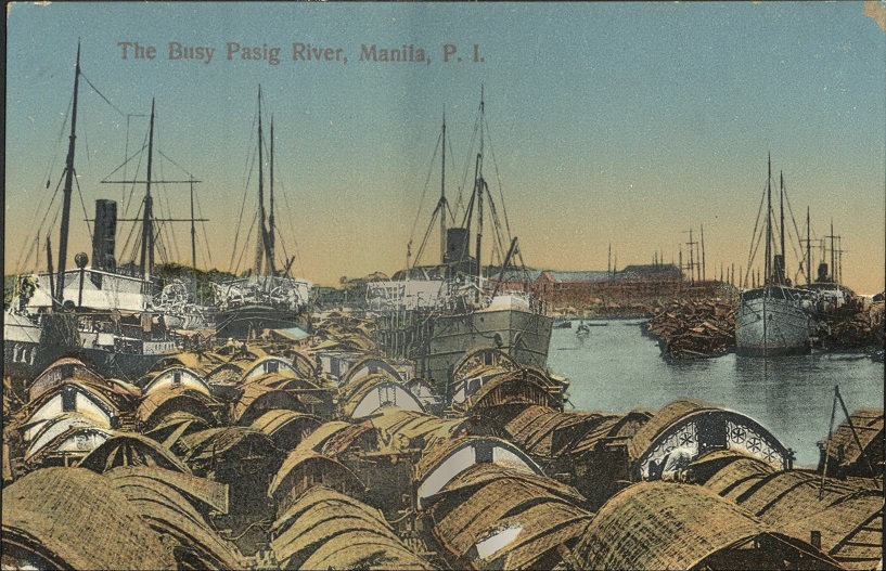 The Busy Pasig River, Manila, P. I.