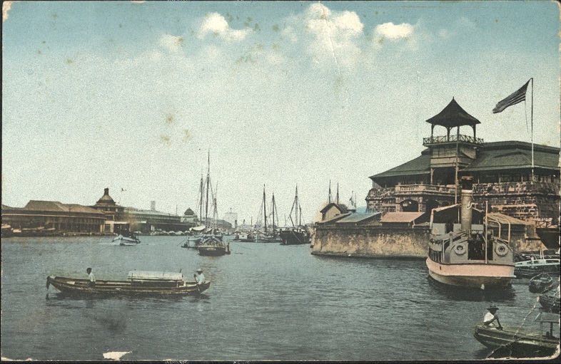 Pasig River Scene, Showing Fort Santiago on the Right.