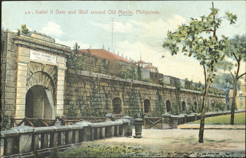 A 6 ï¿½ Isabel II Gate and Wall around Old Manila,
