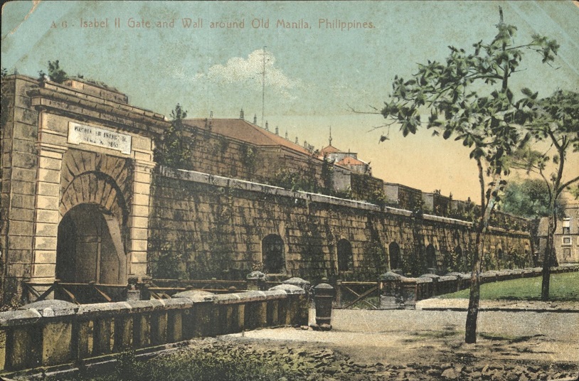 A 6 ï¿½ Isabel II Gate and Wall around Old Manila,