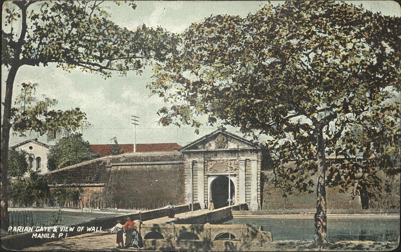 Parian Gate & View of Wall. Manila, P. I.