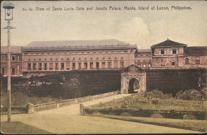 No. 58 ï¿½ View of Santa Lucia Gate and Jesuits Palace, Manila, Island of Luzon, Philippines.