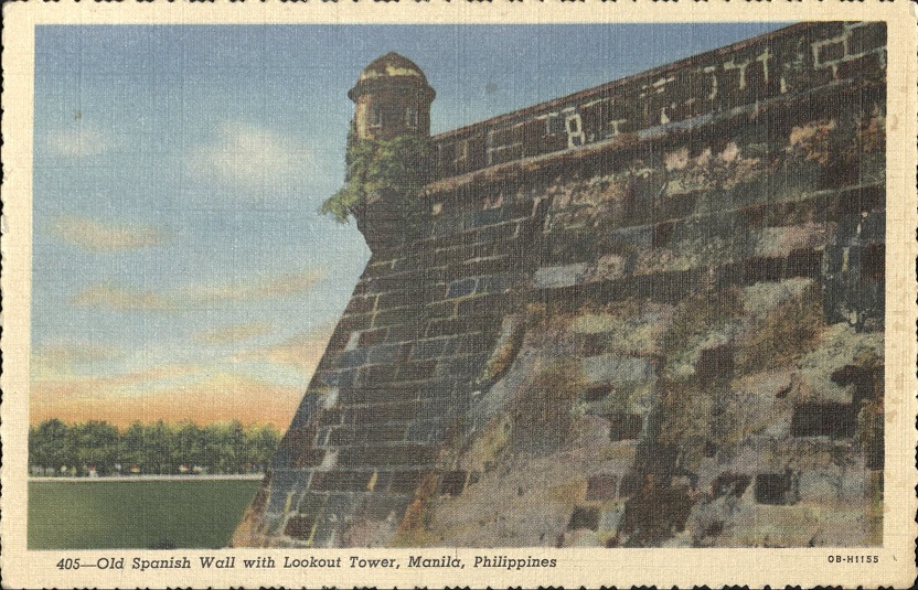 405 ï¿½ Old Spanish Wall with Lookout Tower, Manila, Philippines.