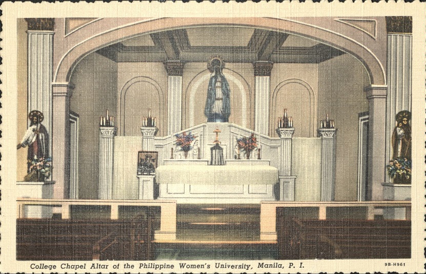 College Chapel Altar of the Philippine Womenï¿½s University, Manila, P. I.